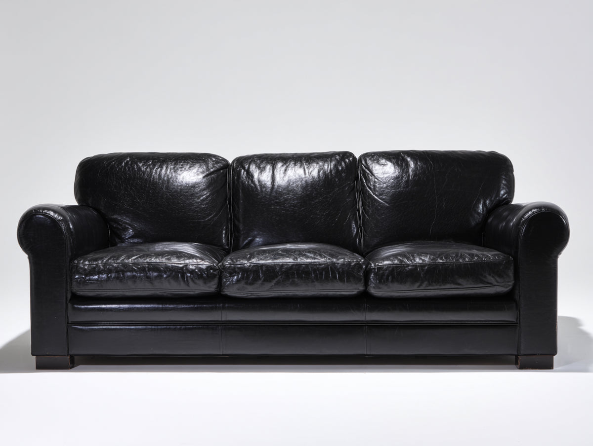 Canapé 3 places - Cuir synthétique - 230 x 95 x 90 cm - Noir - Style classique
