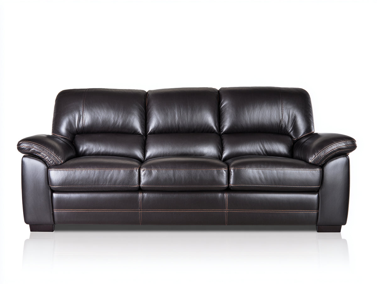 Canapé 3 places - Cuir synthétique - 235 x 95 x 91 cm - Noir - Style classique