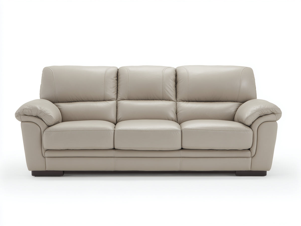 Canapé 3 places - Cuir synthétique - 235 x 96 x 91 cm - Beige - Style contemporain