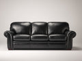 Canapé 3 places - Cuir synthétique - 225 x 93 x 89 cm - Noir - Style traditionnel