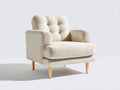 Fauteuil-Tissu bouclé-Bois-84 x 80 x 83 cm-Crème-Contemporain