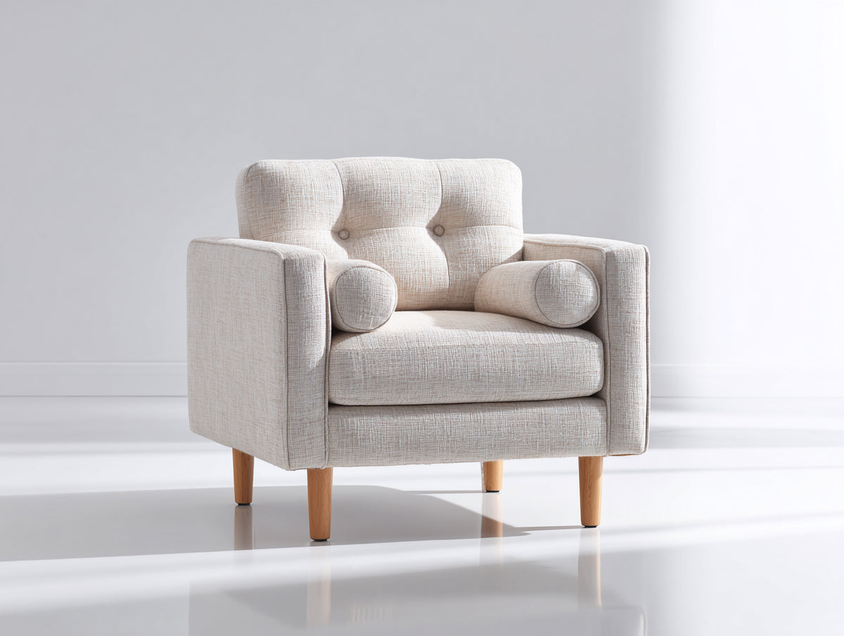 Fauteuil-Tissu-Bois-86 x 80 x 82 cm-Beige clair-Contemporain