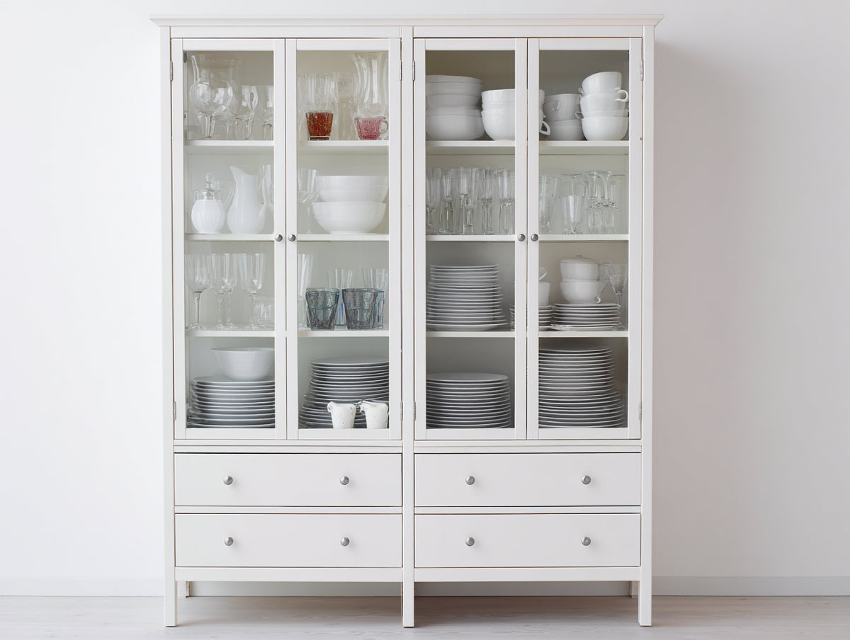 Vitrine - Bois d'ingénierie - Verre - 180 x 45 x 200 cm - Blanc - Style moderne