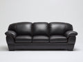Canapé 3 places - Similicuir - 218 x 94 x 91 cm - Noir-Brun - Style classique