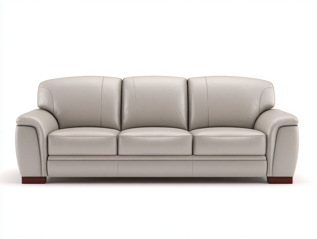 Canapé 3 places - Cuir synthétique - 235 x 95 x 92 cm - Beige - Style contemporain