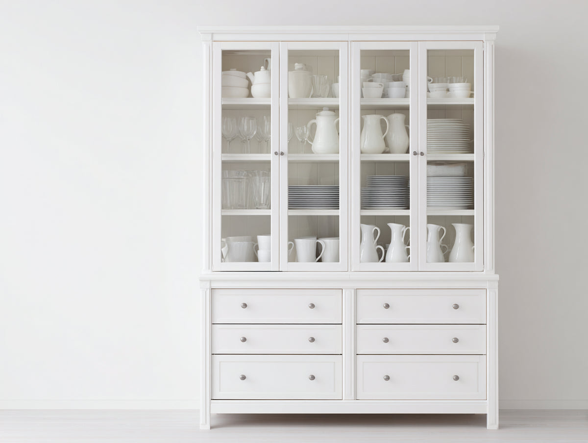 Vitrine - Bois d'ingénierie - Verre - 180 x 45 x 200 cm - Blanc - Style moderne