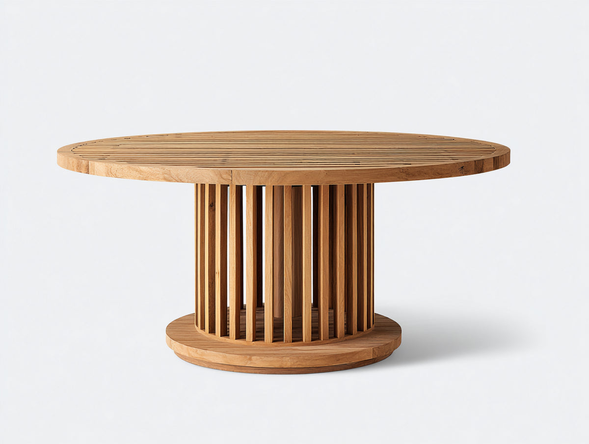 Table de jardin - Bois - 150 x 150 x 75 cm - Marron naturel - Style contemporain