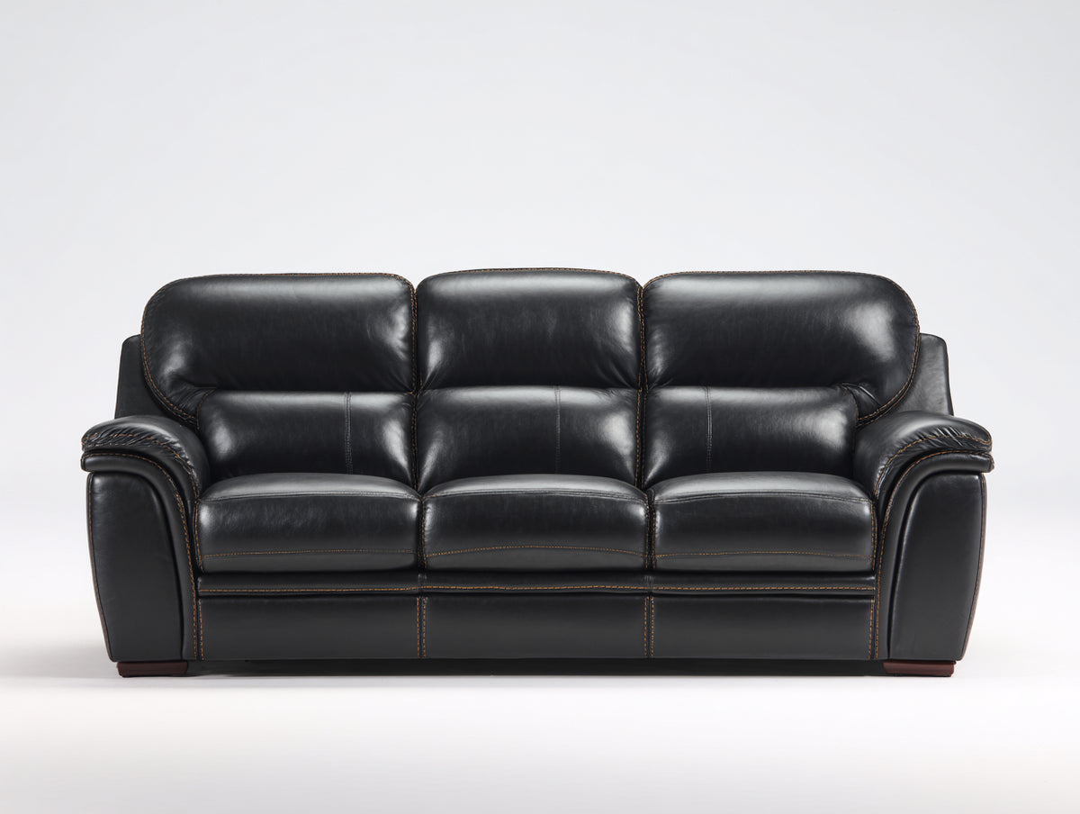 Canapé 3 places - Cuir synthétique - 225 x 94 x 91 cm - Noir - Style classique