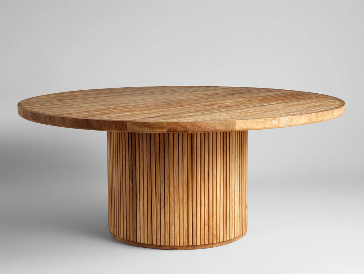 Table de jardin - Teck - 155 x 155 x 76 cm - Marron clair - Style minimaliste