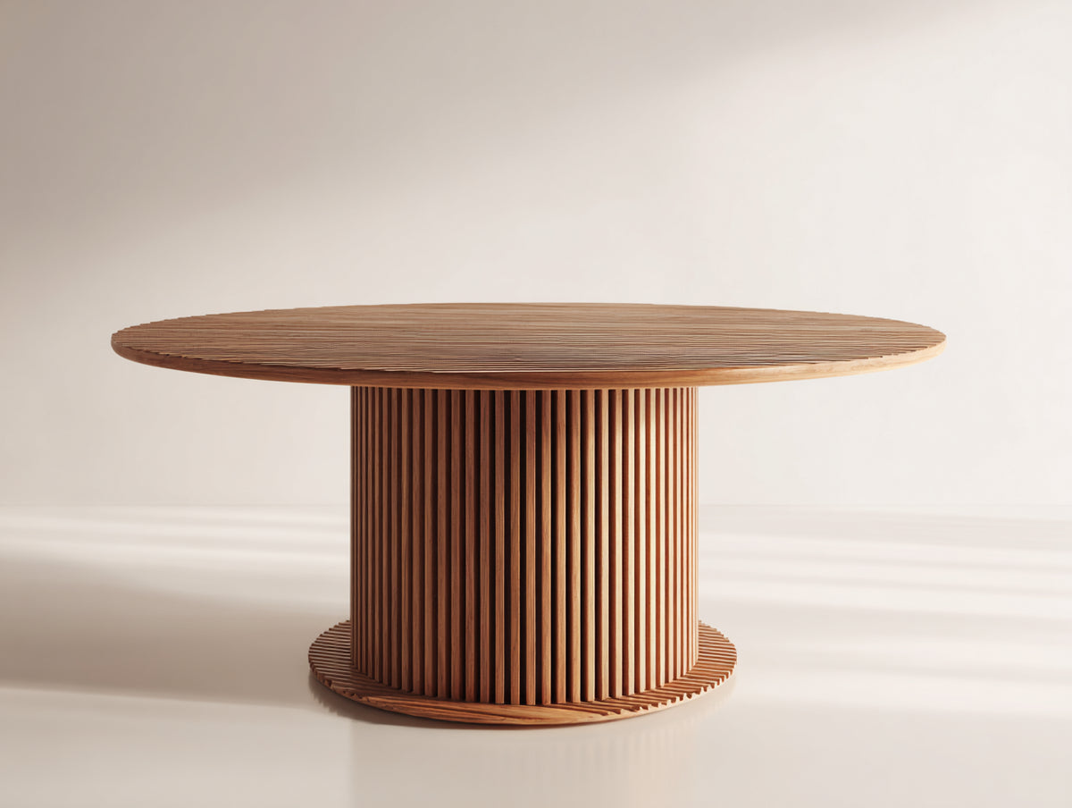 Table de jardin - Bois - 145 x 145 x 76 cm - Marron chaud - Style contemporain