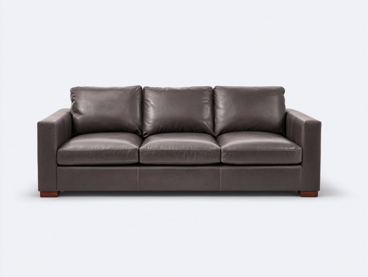 Canapé 3 places - Cuir synthétique - 225 x 94 x 89 cm - Marron - Style moderne
