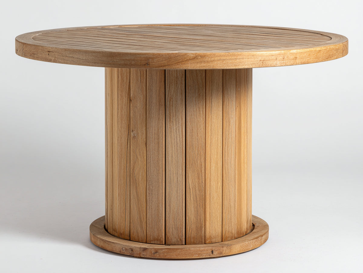 Table de jardin - Bois - 120 x 120 x 76 cm - Marron naturel - Style rustique
