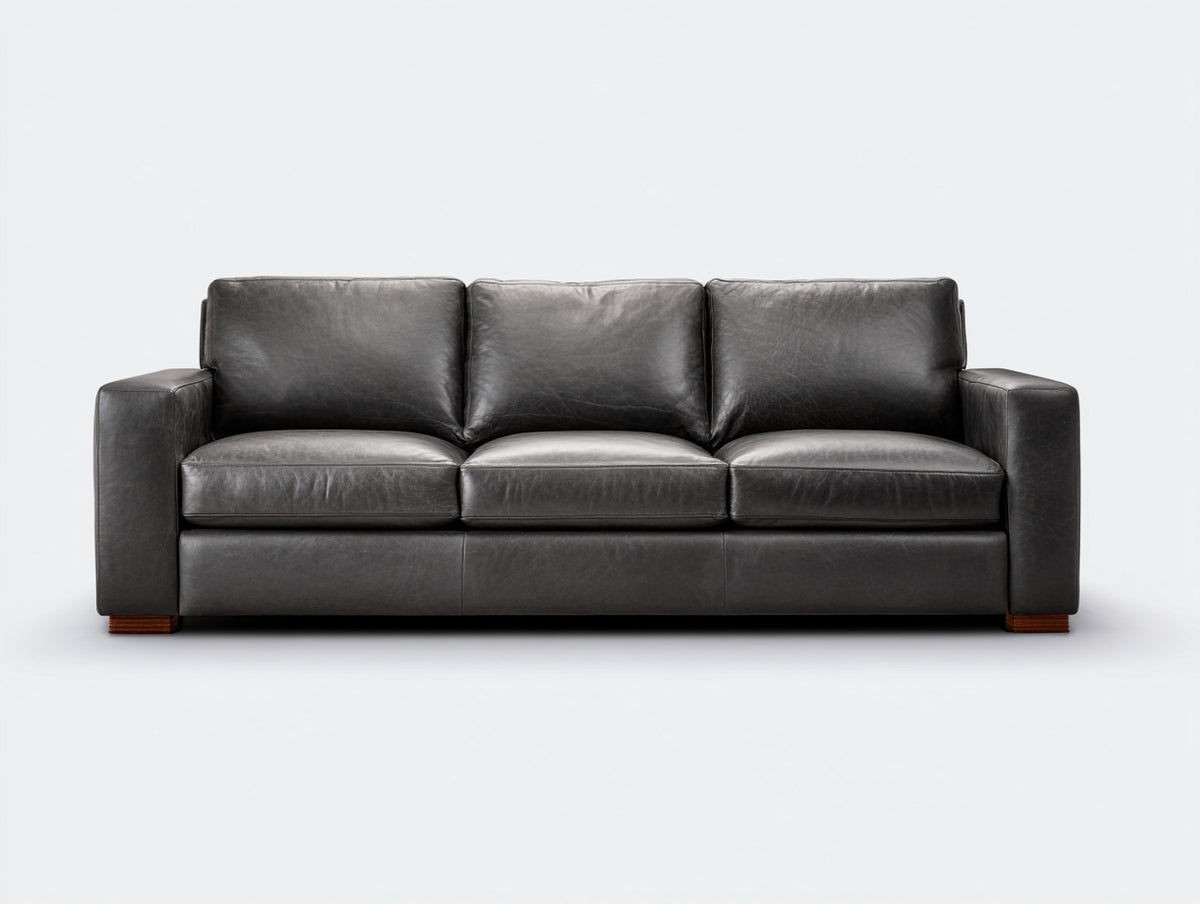 Canapé 3 places - Cuir synthétique - 230 x 95 x 90 cm - Gris - Style moderne