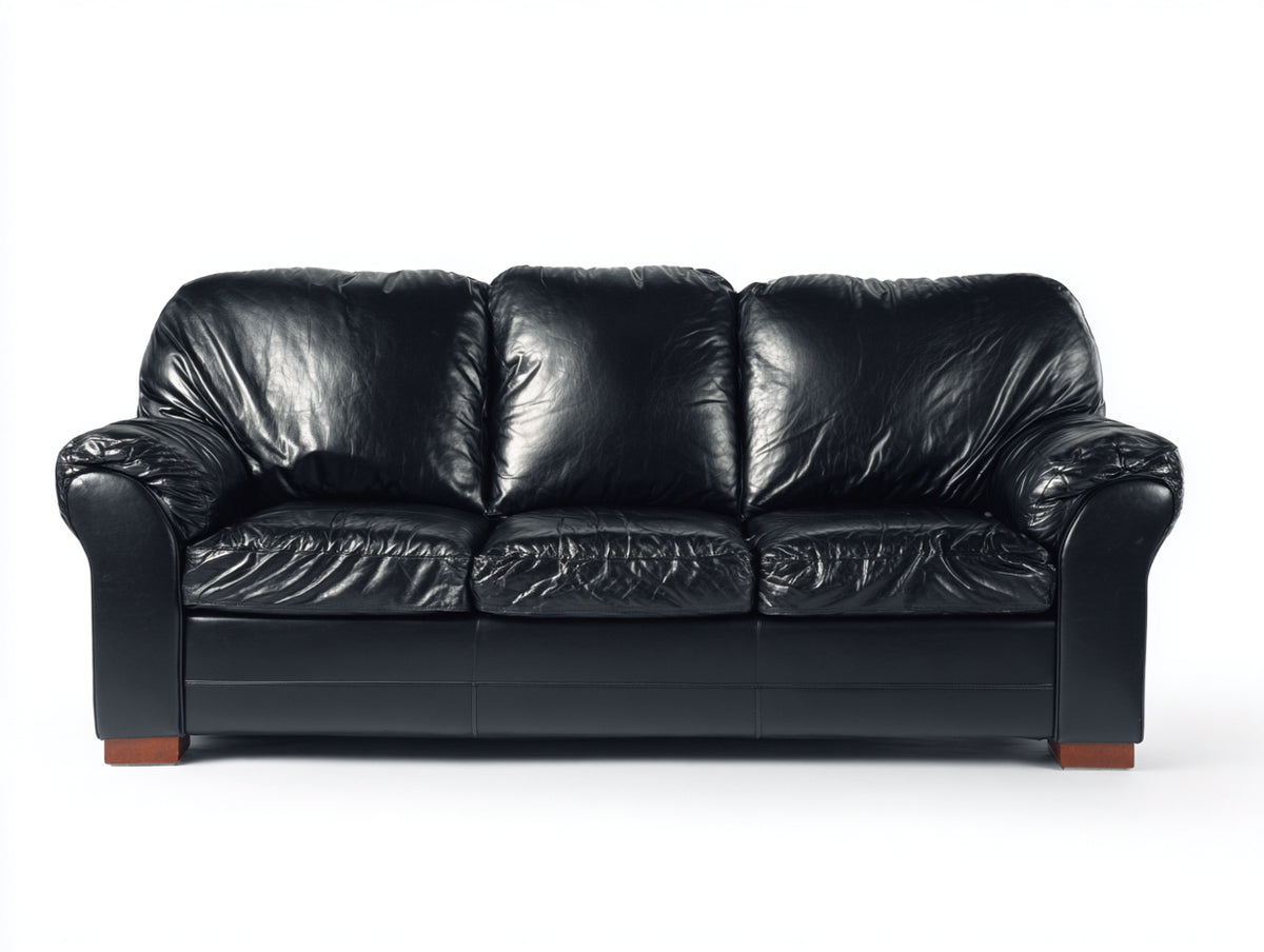 Canapé 3 places - Cuir synthétique - 225 x 94 x 91 cm - Noir - Style classique