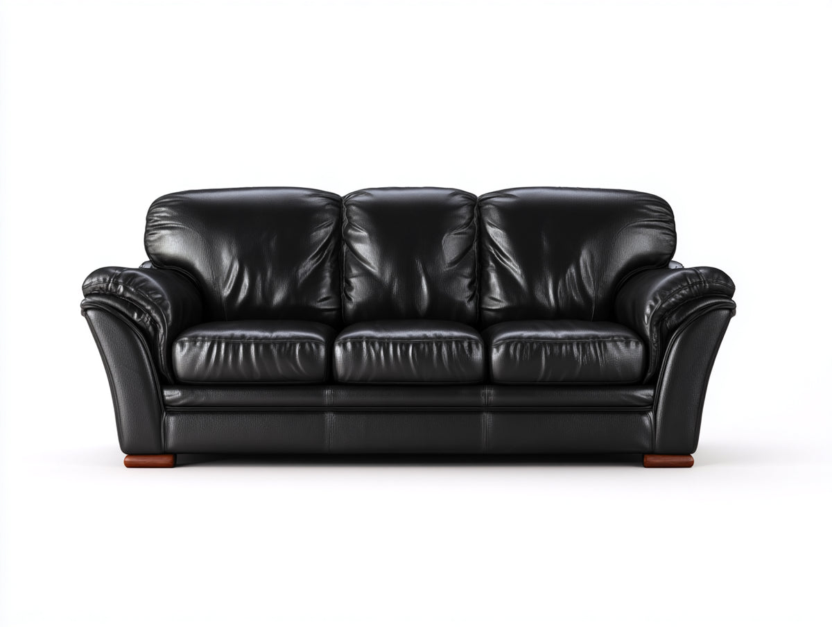 Canapé 3 places - Cuir synthétique - 220 x 92 x 89 cm - Noir - Style contemporain