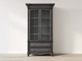 Vitrine - Bois d'ingénierie - Verre - 110 x 45 x 210 cm - Gris anthracite - Style classique