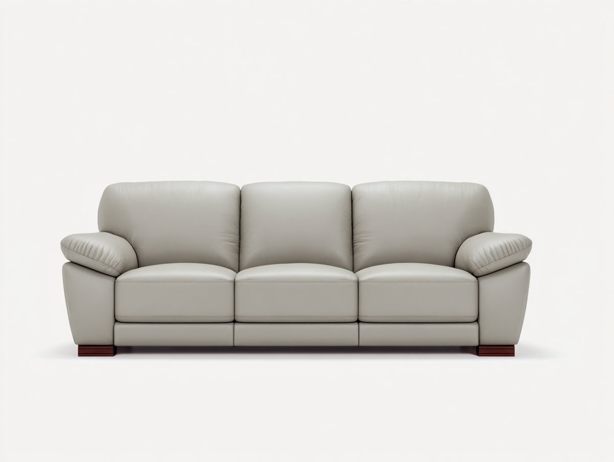 Canapé 3 places - Cuir synthétique - 225 x 94 x 90 cm - Beige - Style contemporain